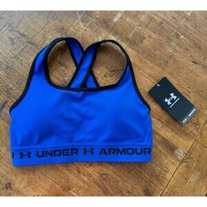 Under Armour Mid Sports Bra Compression Crossback Strappy Women's XS Blue New